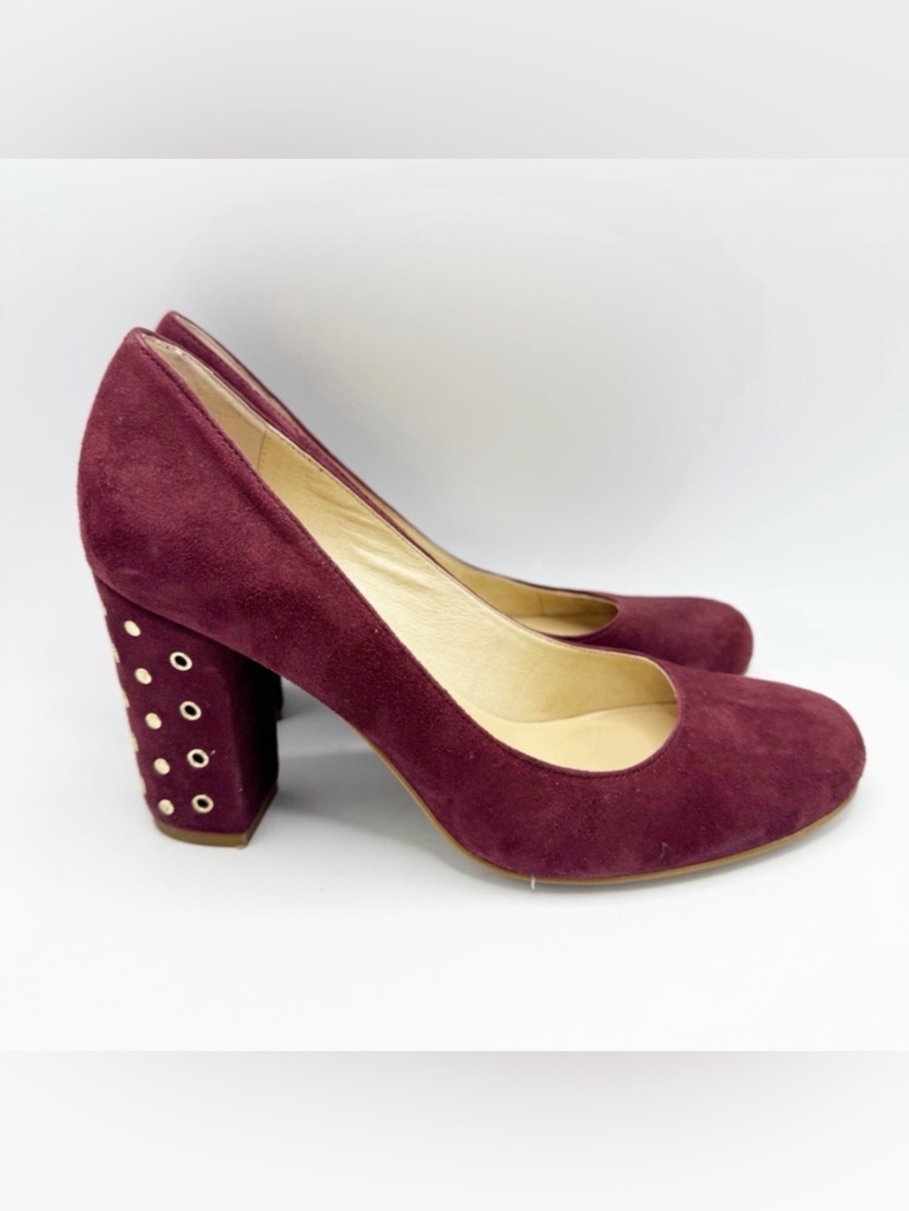 Kate Spade Burgundy Suede Grommet Heel Pump Size 7